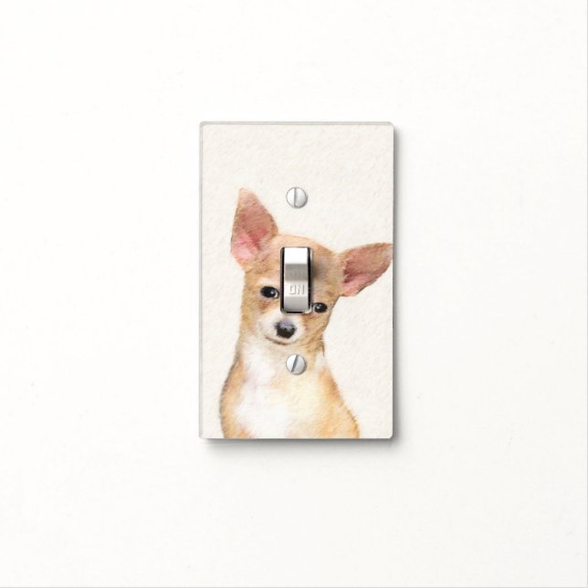 Chihuahua Painting - Cute Original Dog Art Light Switch Cover (In Situ)