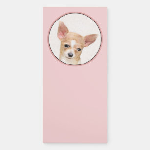Chihuahua Painting - Cute Original Dog Art Magnetic Notepad