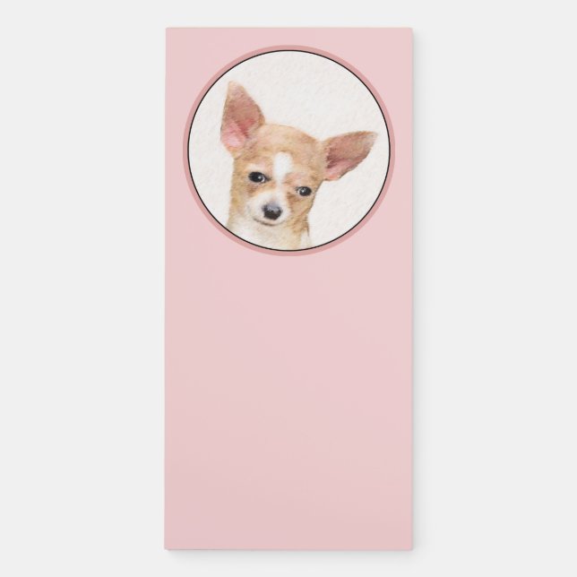 Chihuahua Painting - Cute Original Dog Art Magnetic Notepad (Front)
