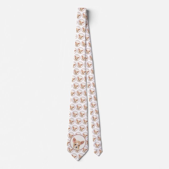 Chihuahua Painting - Cute Original Dog Art Neck Tie (Front)