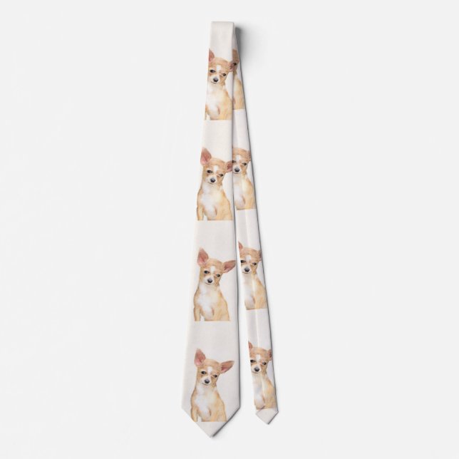 Chihuahua Painting - Cute Original Dog Art Neck Tie (Front)