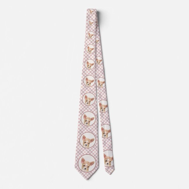 Chihuahua Painting - Cute Original Dog Art Neck Tie (Front)