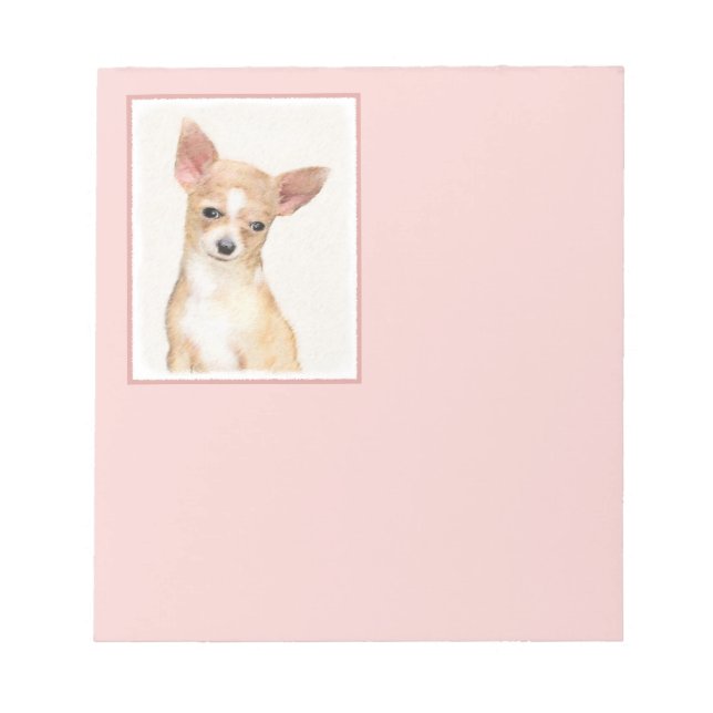 Chihuahua Painting - Cute Original Dog Art Notepad (Front)