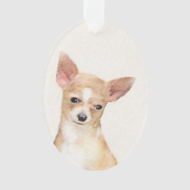 Chihuahua Painting - Cute Original Dog Art Ornament (Front)