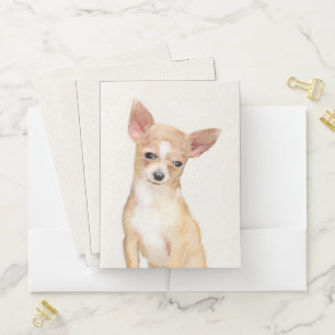 Chihuahua Painting - Cute Original Dog Art Pocket Folder