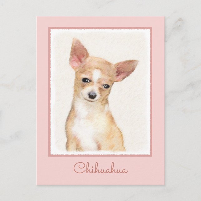 Chihuahua Painting - Cute Original Dog Art Postcard (Front)