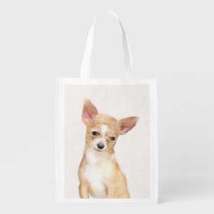 Chihuahua Painting - Cute Original Dog Art Reusable Grocery Bag