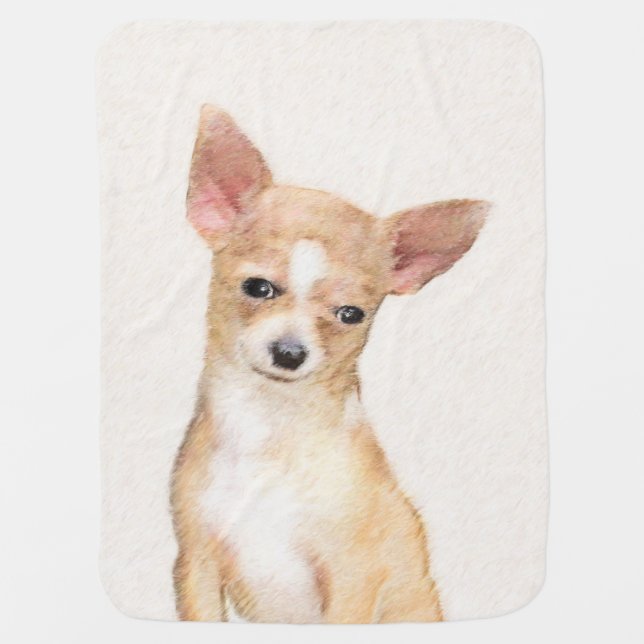 Chihuahua Painting - Cute Original Dog Art Swaddle Blanket (Front)