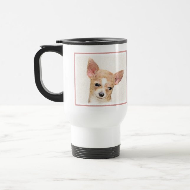 Chihuahua Painting - Cute Original Dog Art Travel Mug (Left)