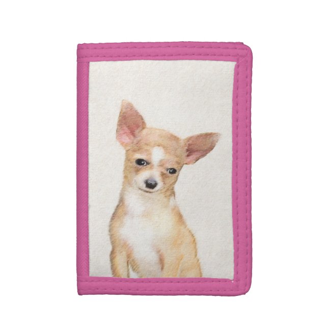 Chihuahua Painting - Cute Original Dog Art Tri-fold Wallet (Front Vertical)