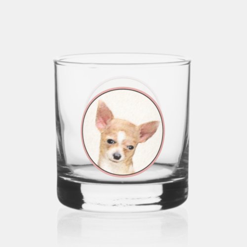 Chihuahua Painting _ Cute Original Dog Art Whiskey Glass