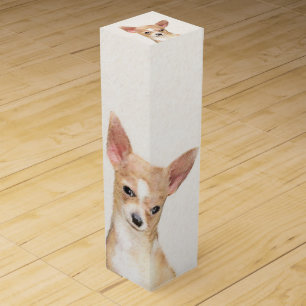 Chihuahua Painting - Cute Original Dog Art Wine Box