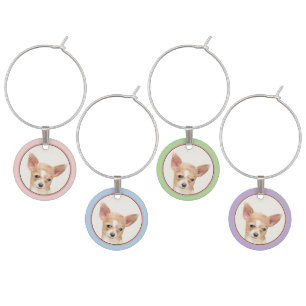 Chihuahua Painting - Cute Original Dog Art Wine Charm