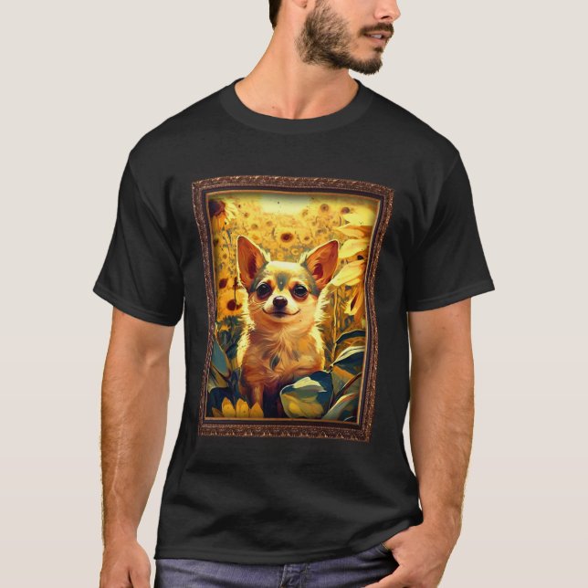 Chihuahua Painting Sunflower Flower Mom Women Flor T-Shirt (Front)
