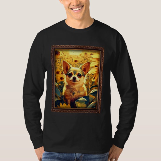 Chihuahua Painting Sunflower Flower Mom Women Flor T-Shirt (Front)