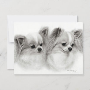 Chihuahua Pair Hand Painted Pet Portrait Postcard