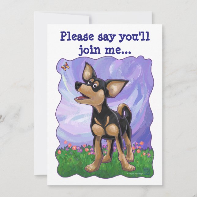 Chihuahua Party Center Invitation (Front)