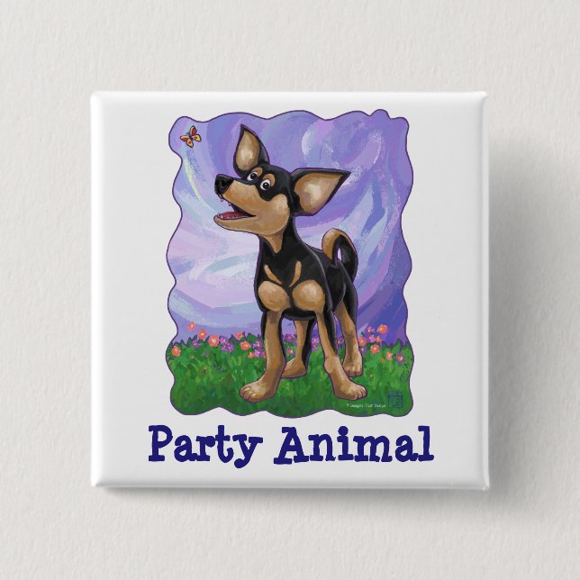 Chihuahua Party Center Pinback Button (Front)