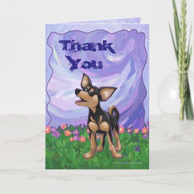 Chihuahua Party Center Thank You Card (Front)