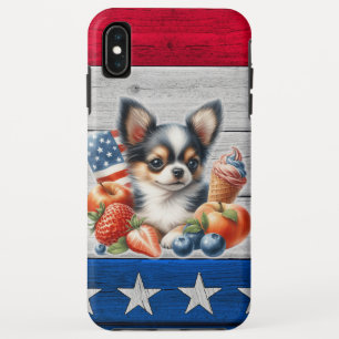 Chihuahua Patriotic Fruit USA Long Hair Chihuahua iPhone XS Max Case