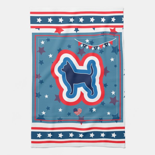 Chihuahua Patriotic Red White And Blue 4th Of July Kitchen Towel (Vertical)