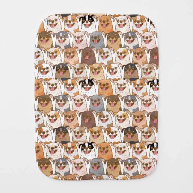 Chihuahua Pattern Baby Burp Cloth (Front)