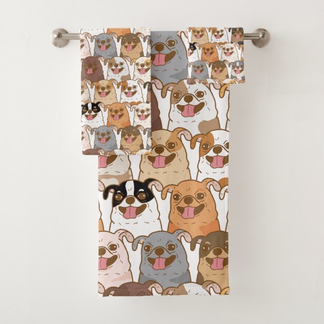 Chihuahua Pattern Bath Towel Set (Insitu)