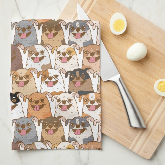 Chihuahua Pattern Kitchen Towel (Quarter Fold)