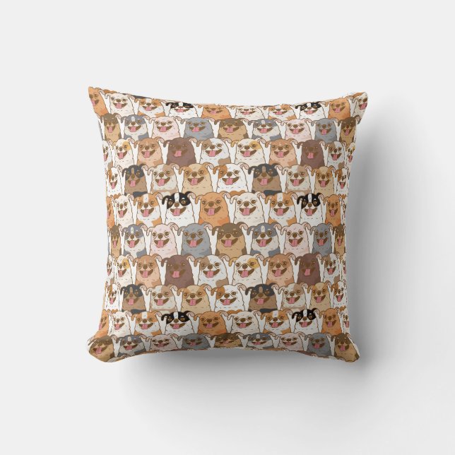 Chihuahua Pattern Throw Pillow (Front)