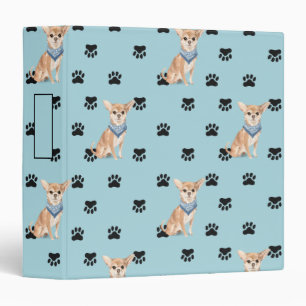 Chihuahua Paw Prints Pattern 3 Ring Binder