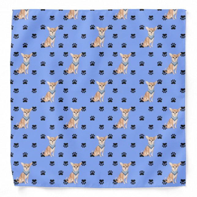 Chihuahua Paw Prints Pattern Bandana (Front)