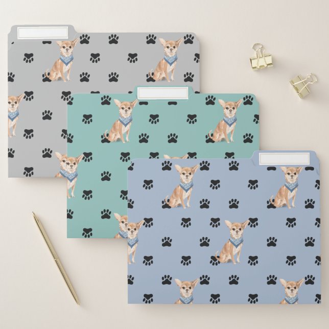 Chihuahua Paw Prints Pattern File Folder (Set)