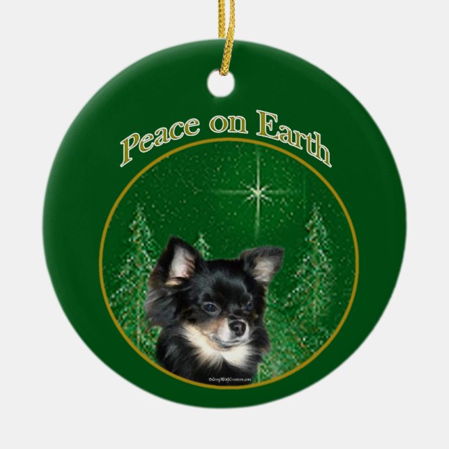 Chihuahua Peace Ceramic Ornament (Front)