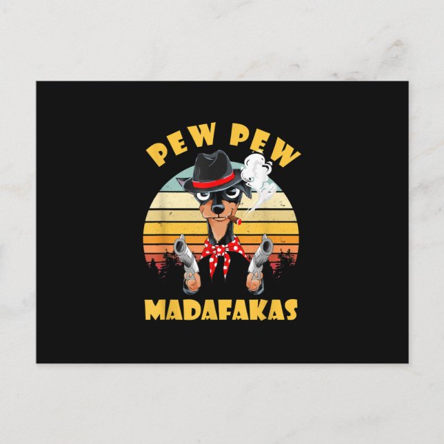 chihuahua pew pew madafakas  funny chihuahua lover announcement postcard (Front)