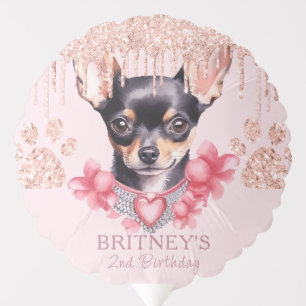 Chihuahua Photo with Glitter Birthday Party Balloo Balloon