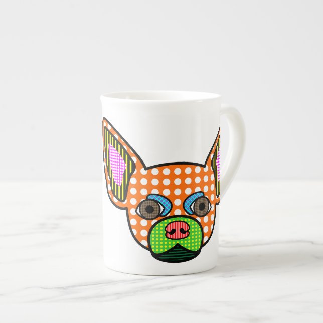 Chihuahua Pop Art Bone China Mug (Front Right)