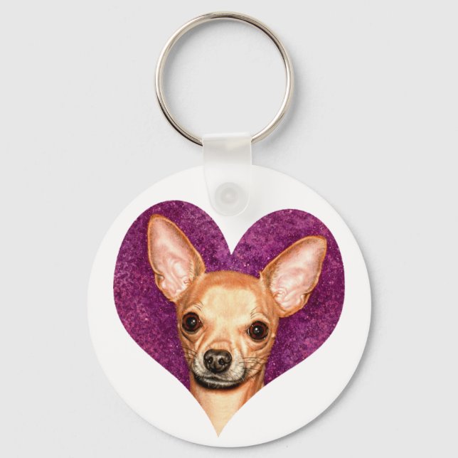 Chihuahua Portrait Keychain (Front)