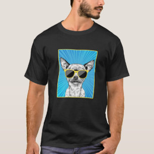 Chihuahua Portrait Pop Art Dog With Sunglasses T-Shirt