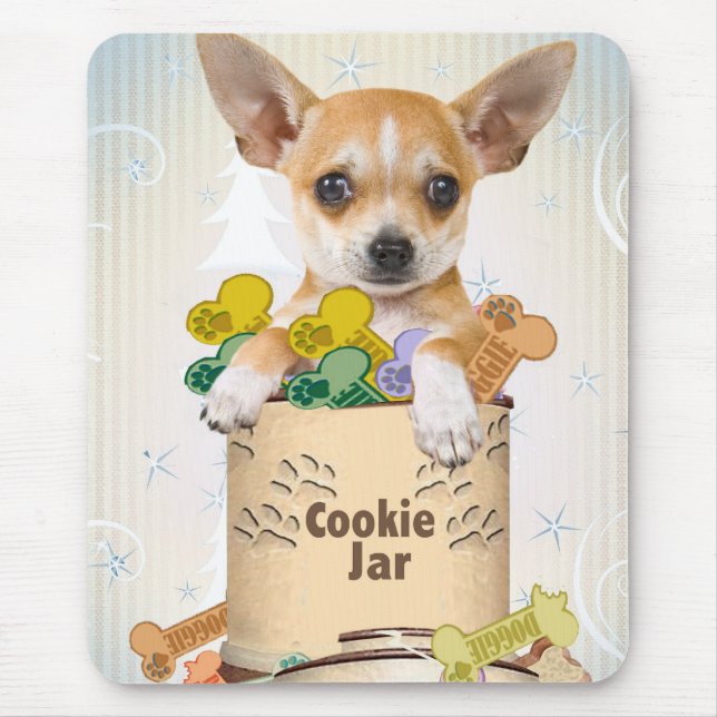 Chihuahua Posed with Cookie Jar Mouse Pad (Front)