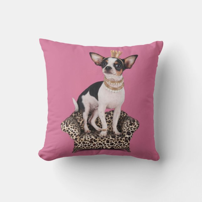 Chihuahua Princess Throw Pillow (Front)