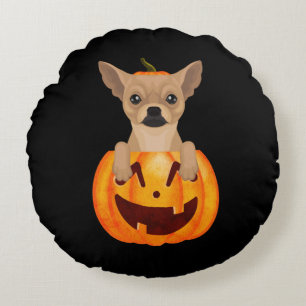 Chihuahua Pumpkin    Round Pillow