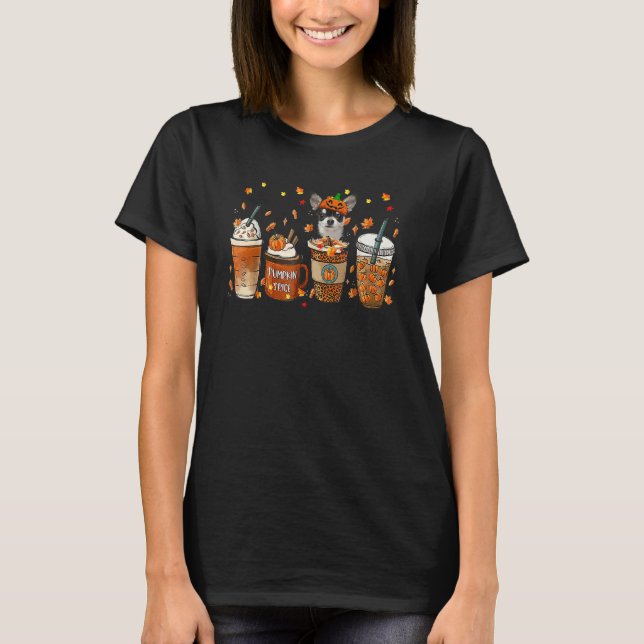 Chihuahua Pumpkin Spice Fall Leaves Autumn Thanksg T-Shirt (Front)
