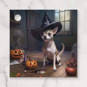 Chihuahua Pumpkins Halloween Scary Favor Tags