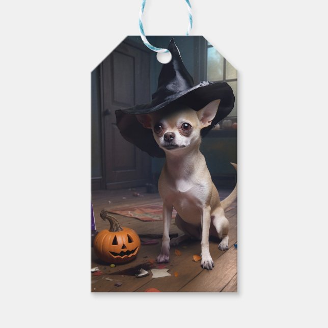 Chihuahua Pumpkins Halloween Scary Gift Tags (Front)