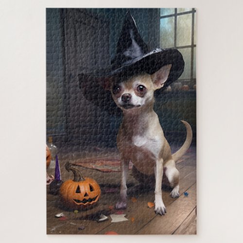 Chihuahua Pumpkins Halloween Scary Jigsaw Puzzle