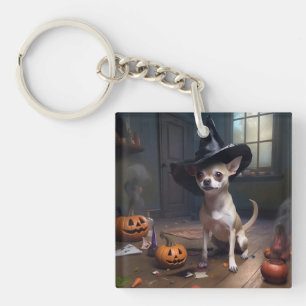 Chihuahua Pumpkins Halloween Scary Keychain