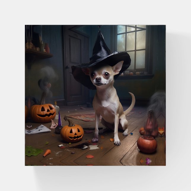 Chihuahua Pumpkins Halloween Scary Paperweight (Front)