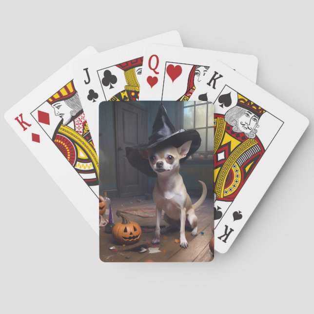 Chihuahua Pumpkins Halloween Scary Poker Cards (Back)