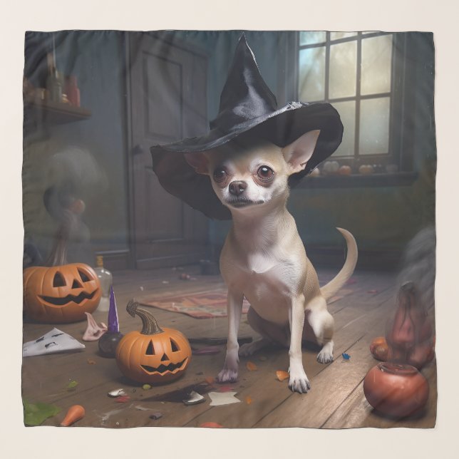 Chihuahua Pumpkins Halloween Scary Scarf (Front)
