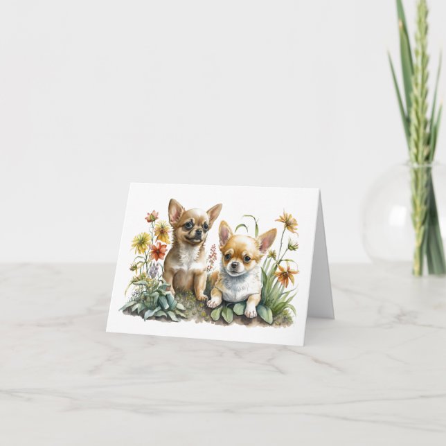 Chihuahua Puppies Blank Greeting Card (Front)
